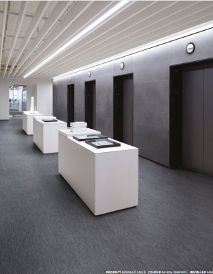 ПВХ плитка Interface (Интерфейс)  A01605 Graphite 25X100cм Серый, темный