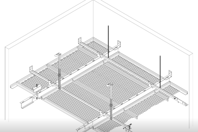 Панель DURLUM Rhombos-S4 1200x600 mm, для примыкания к светильнику  h=35 mm, M400, RAL 7012 matt